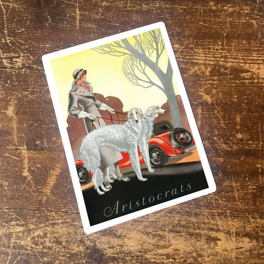 Aristocrats lady with two Borzoi | Metal Art Wall Sign