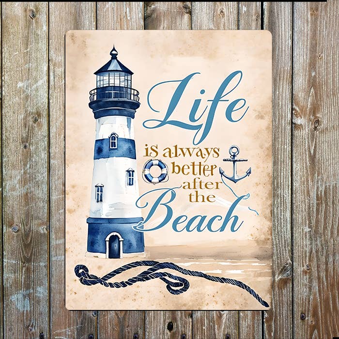 Life Better after Beach Seaside Nautical | Metal Sign Plaque
