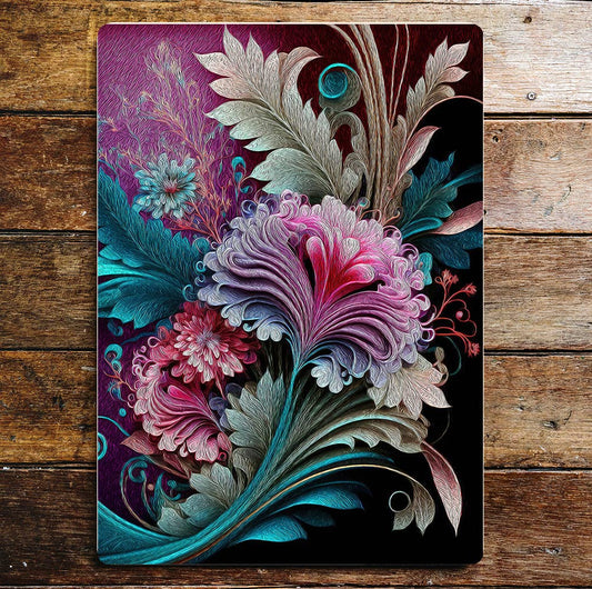 Beautiful flowers colourful wall art | Metal Sign Plaque