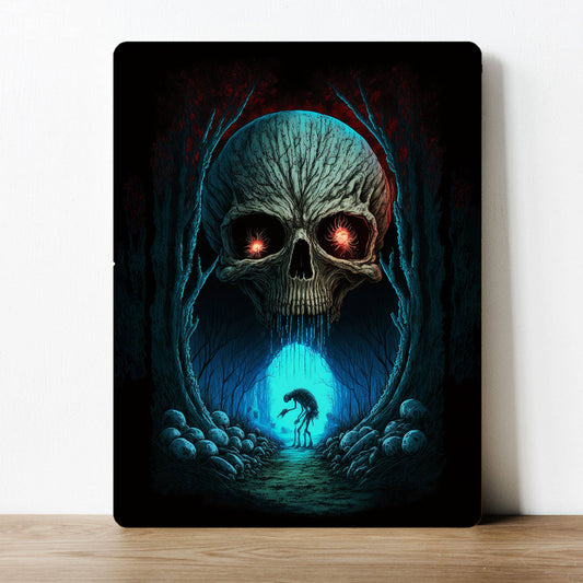 Gothic Dark Fantasy Skull Hunch | Metal Sign Plaque