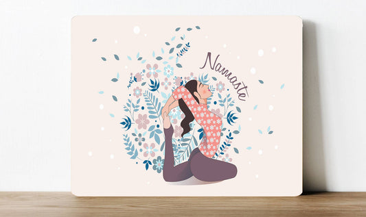 Young woman enjoying yoga Namaste | Metal Sign Plaque