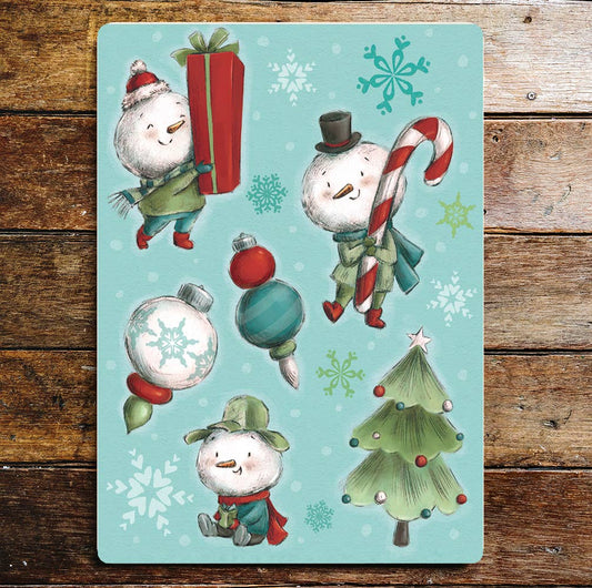 Snowmen Tree Candy Cane Present ChristmasMetal Wall Sign