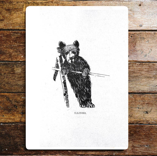 Cute Bear Cub Leaning Cheeky | Metal Sign Plaque