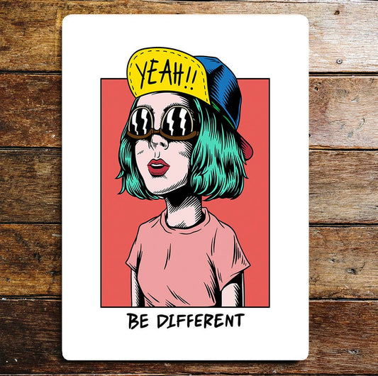 Yeah be different punk pop art | Metal Sign plaque (Copy)