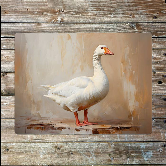 Painting style White Goose Bird Metal Sign Plaque
