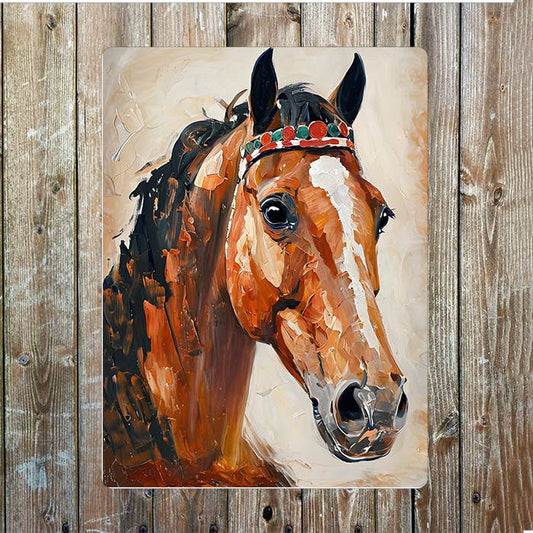 Painting Majestic Horse's Head Western Art Metal Sign Plaque