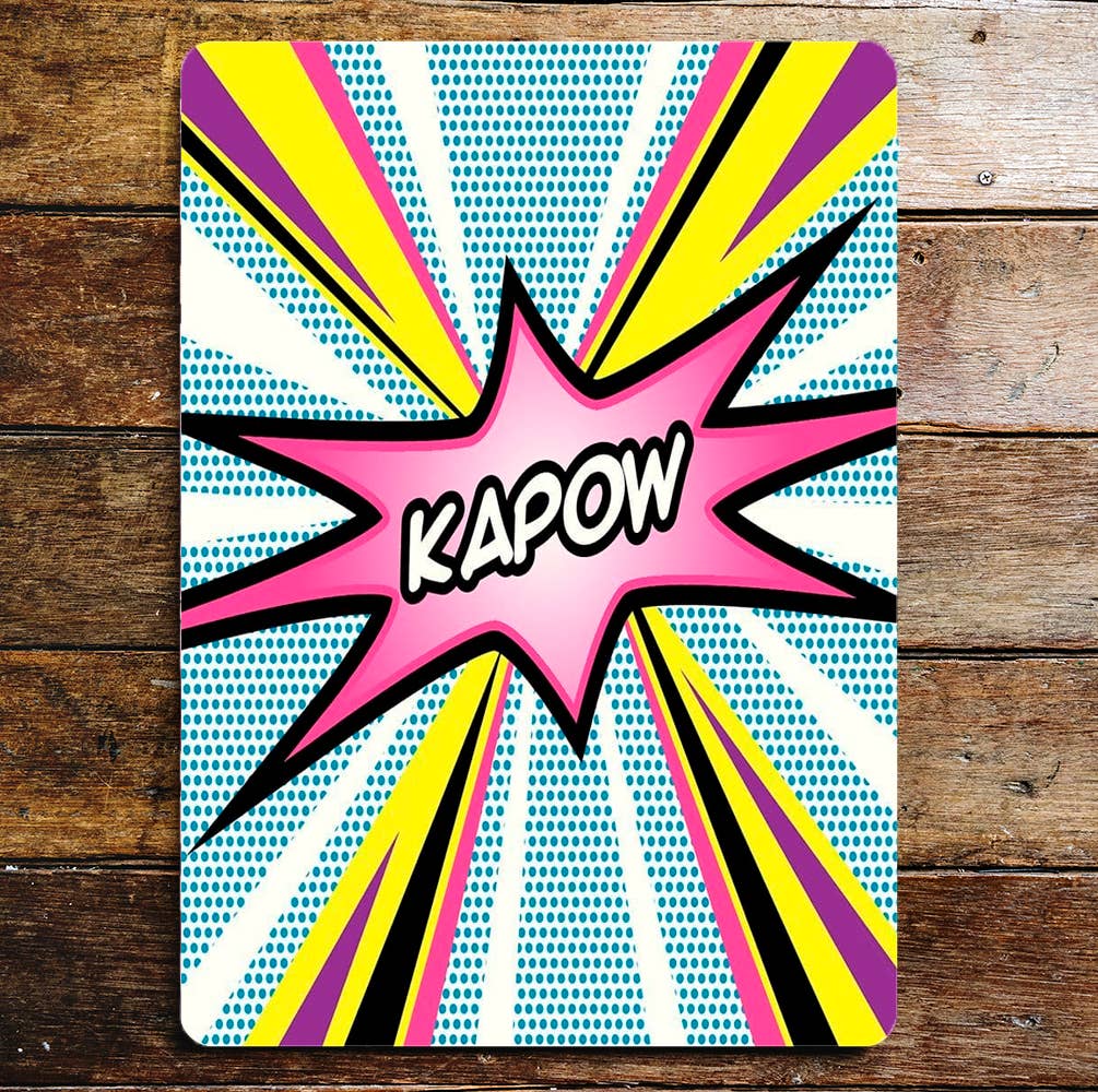 Kapow Comic Style writing | Metal Pop Art Wall Sign