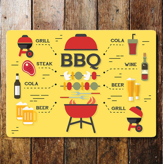 Summer BBQ grill beer and steak Metal Sign Plaque