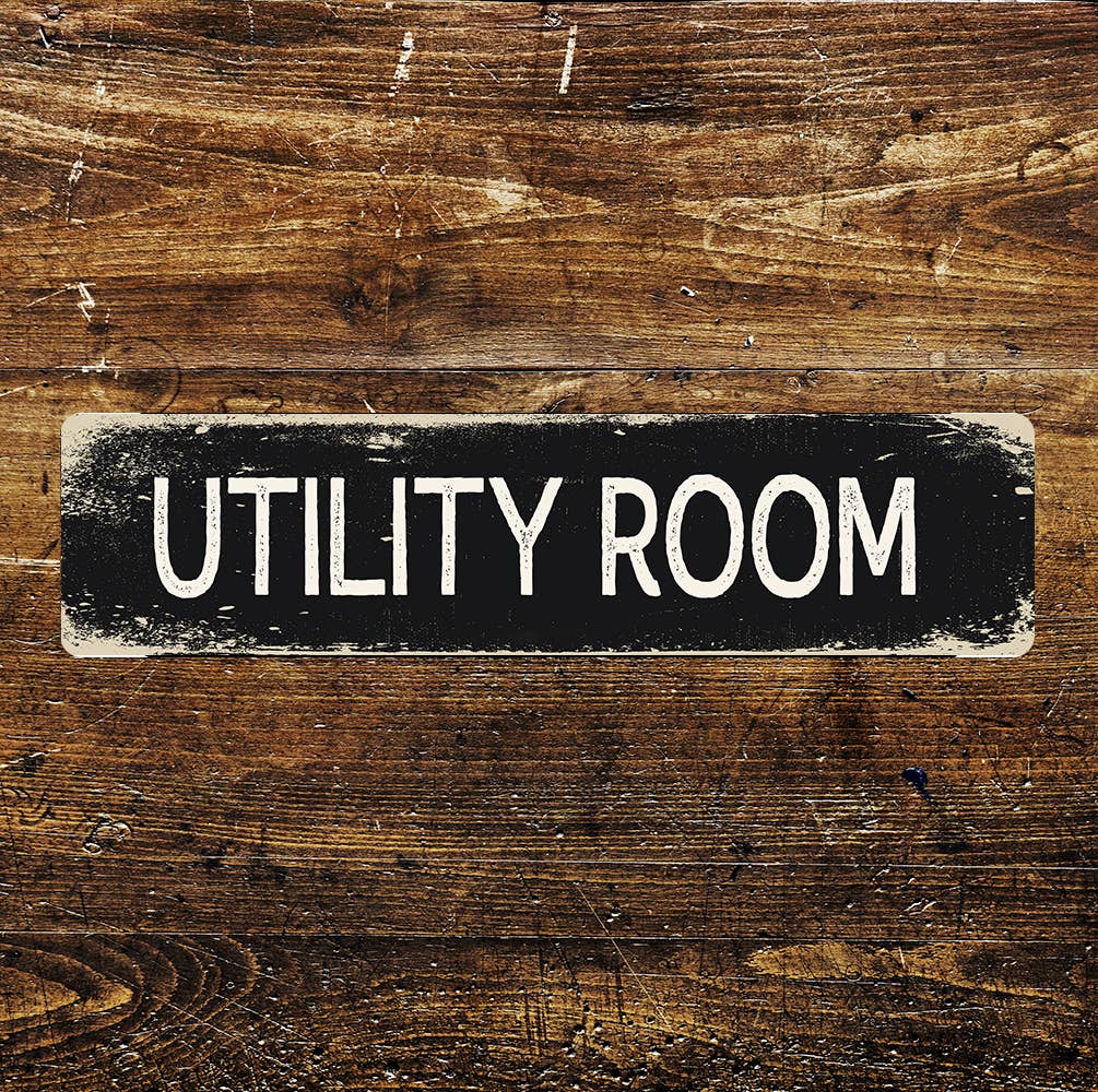 Utility Room Metal Long Sign Plaque