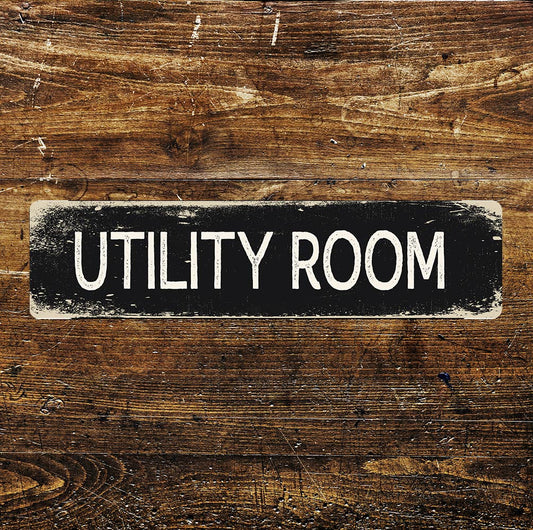 Utility Room Metal Long Sign Plaque