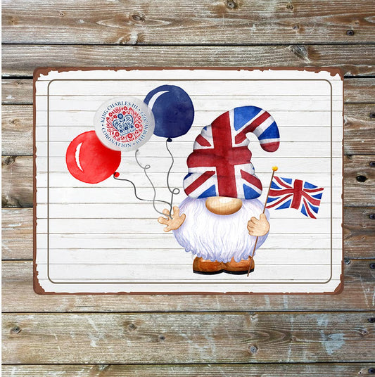 British Gonk Gnome Flag Coronation King | Metal Sign Plaque