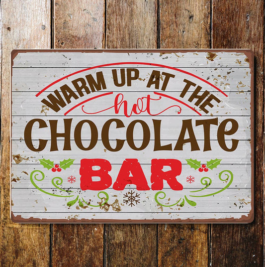 warm up at the hot chocolate bar | Metal Vintage Wall Sign