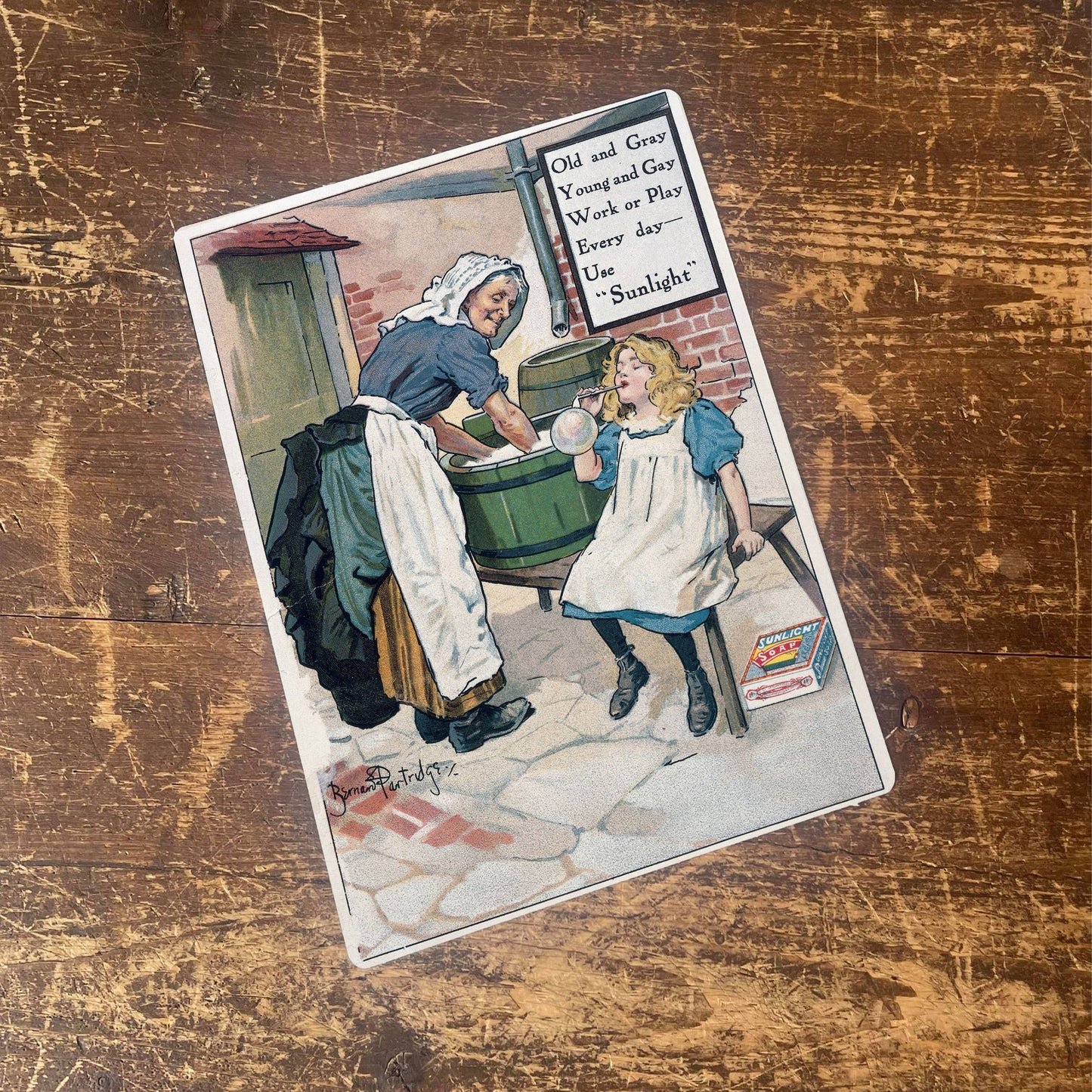 Sunlight Soap Rhyme Girl Bubble Metal Wall Sign