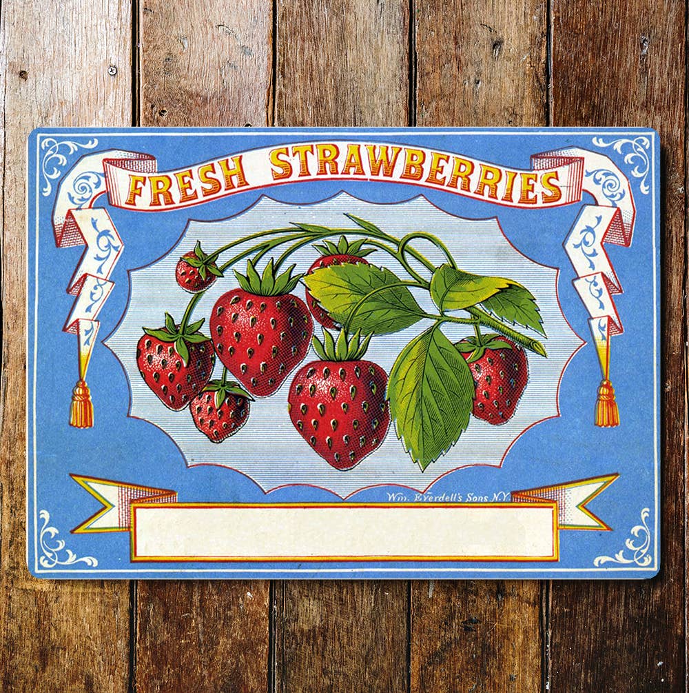 Fresh Strawberry Food Art | Metal Sign Plaque