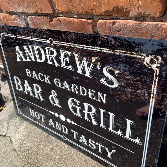 Personalised Bar and Grill BBQ Metal Wall Sign