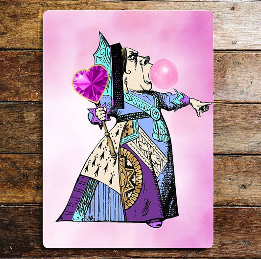Alice in Wonderland Queen Hearts Purple | Metal Sign Plaque