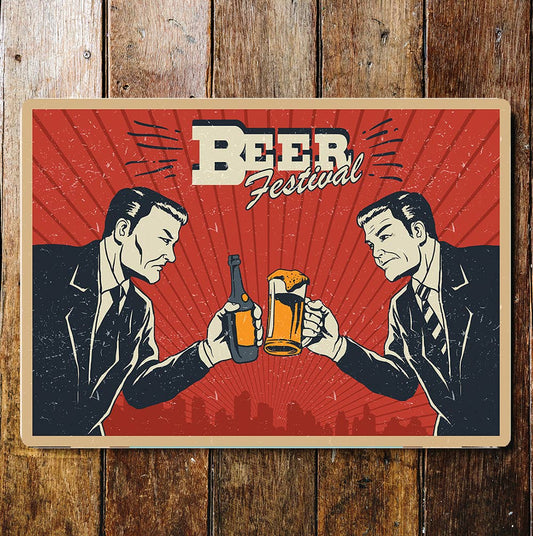 Beer festival pub cafe retro | Metal Sign plaque