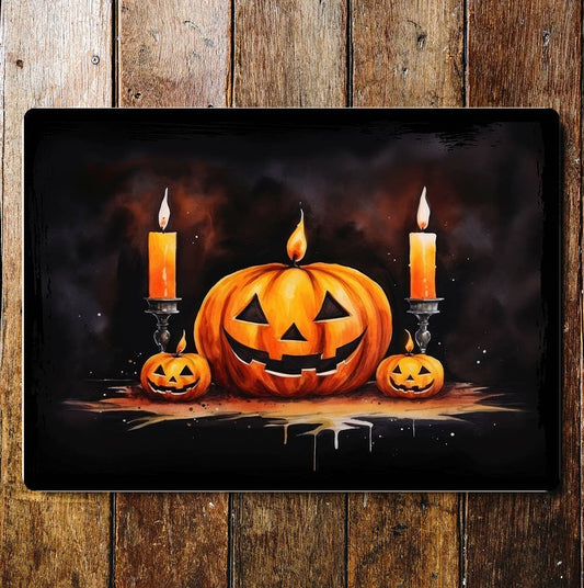 Halloween Witches Pumpkin Art | Metal Sign Plaque