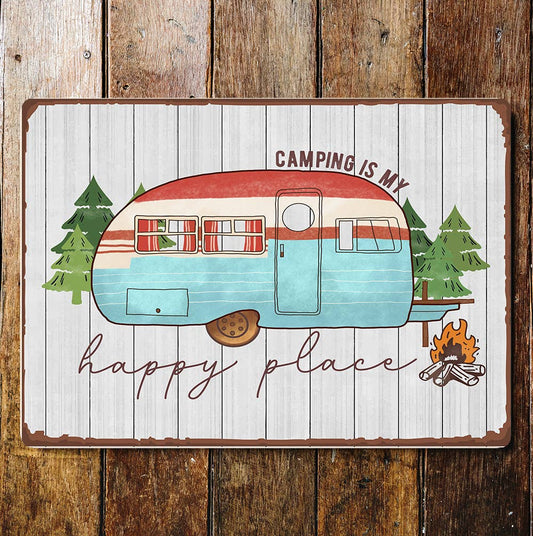 camping is my happy place | Metal Sign Plaque