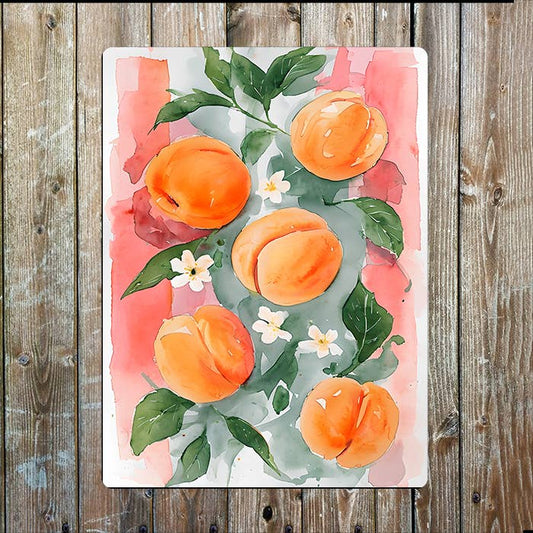 Peach Fruit | Contemporary Watercolour | Metal Sign Plaque
