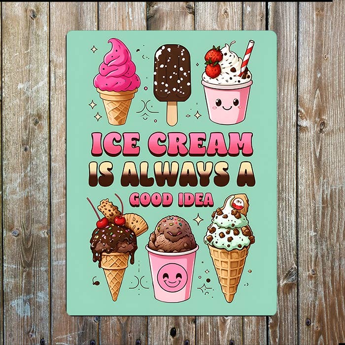 Ice Cream Is Always A Good Idea | Metal Sign Plaque