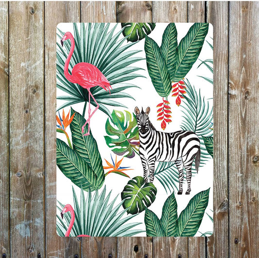 Zebra flamingo | lifestyle art | Metal Sign Plaque