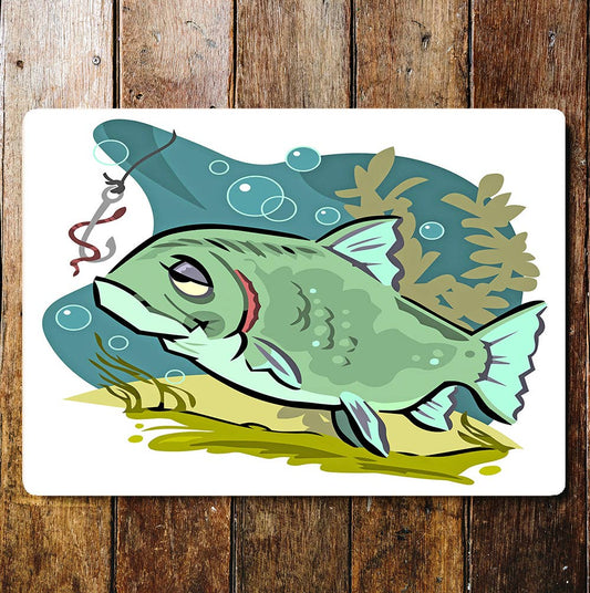 Cartoon Fish Undersea Bubbles Working | Metal Sign Plaque