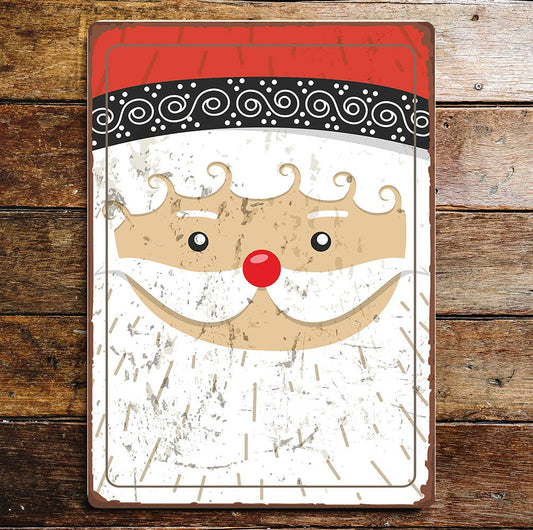 Santa Father Face Christmas Metal Wall Sign