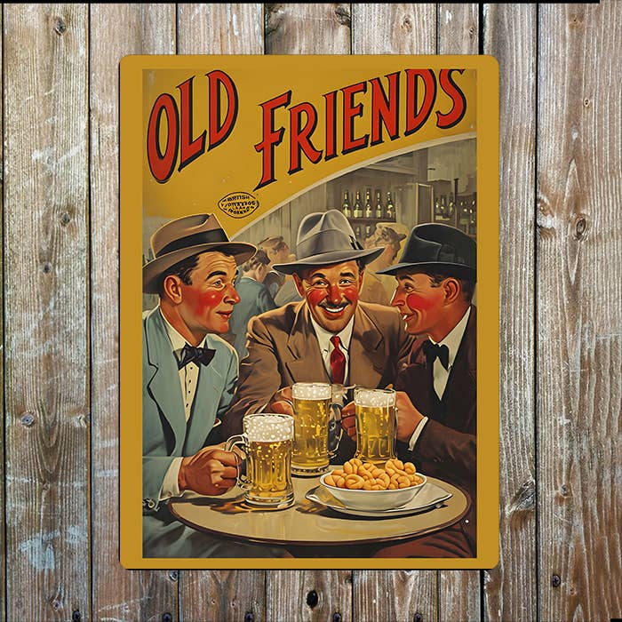 Old Friends Beer Pub | Vintage | Metal Sign Plaque