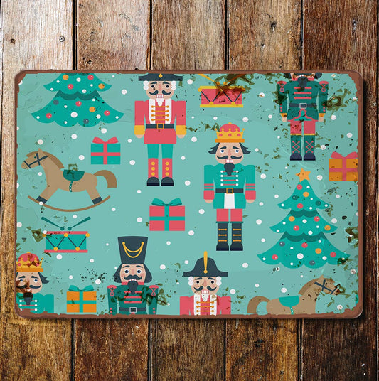 nutcracker pattern Christmas | Metal Wall Sign