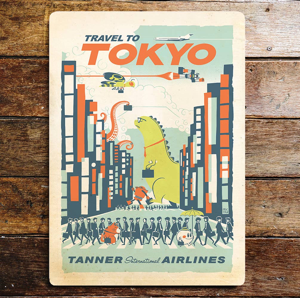 Tokyo Tanners International Airlines Metal Sign Plaque