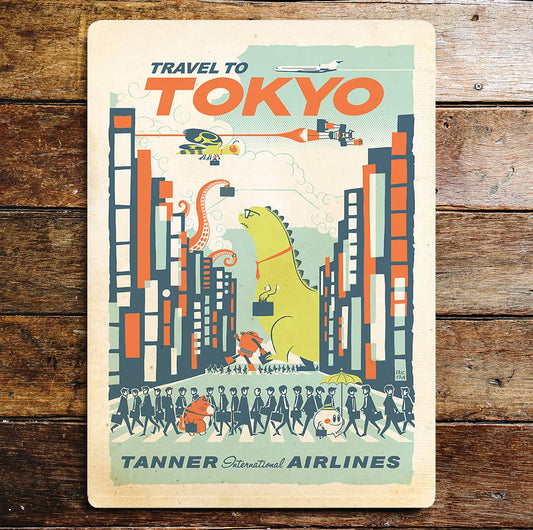 Tokyo Tanners International Airlines Metal Sign Plaque