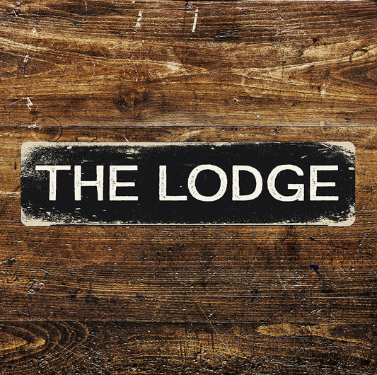 The Lodge Sign Metal Long Sign Plaque