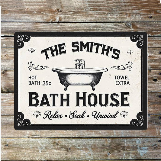 Bath House Bathroom Name Custom Personalised | Metal Sign