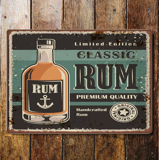 Classic Handcrafted Rum Bottle Anchor | Metal Sign Plaque