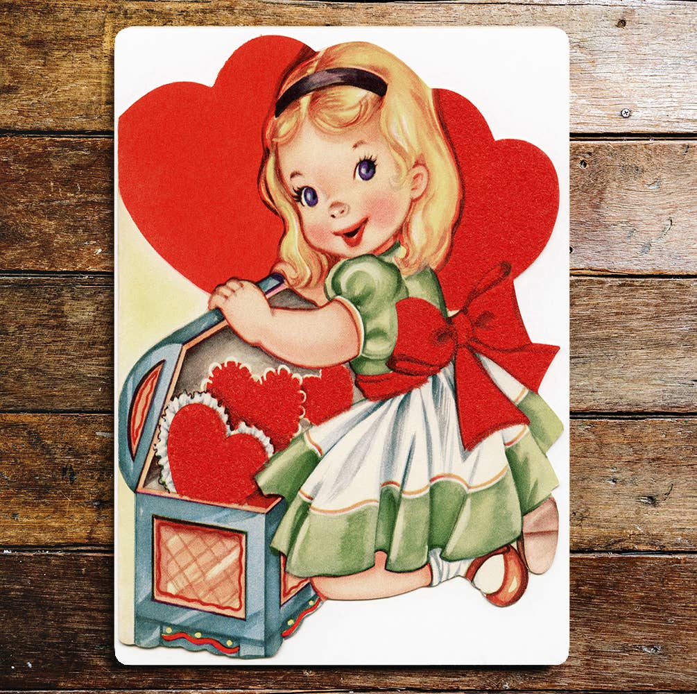 Love Hearts Valentine Girl Cute | Metal Sign Plaque