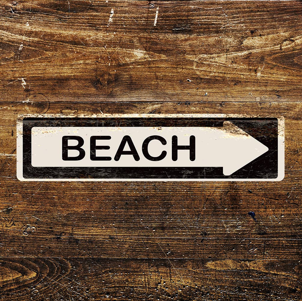 Beach Arrow Metal Long Sign Plaque