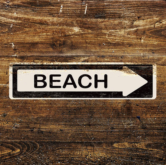 Beach Arrow Metal Long Sign Plaque
