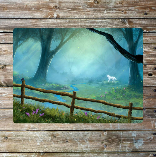 Unicorn Enchanted Landscape Art  | Metal Sign Plaque