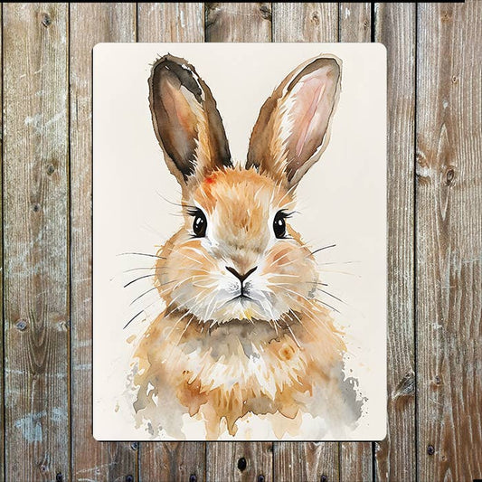 Light Brown Bunny Rabbit Farm Farmhouse | Metal Sign Plaque
