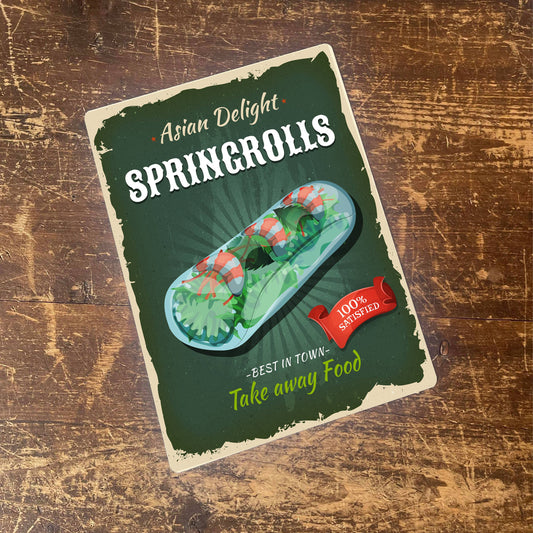 Asian Delight Spring rolls Take Away Food | Metal Sign