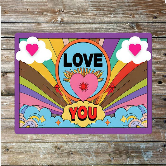 Bright Pop Art Love You Clouds | Metal Sign Plaque