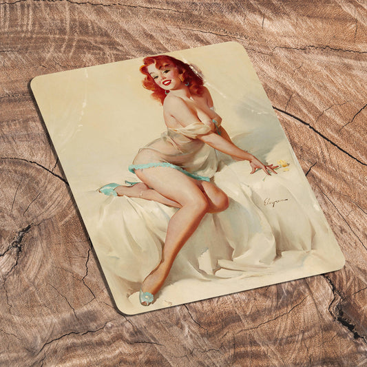 Pin Up Girl On Bed Metal Personalised Art Wall Sign