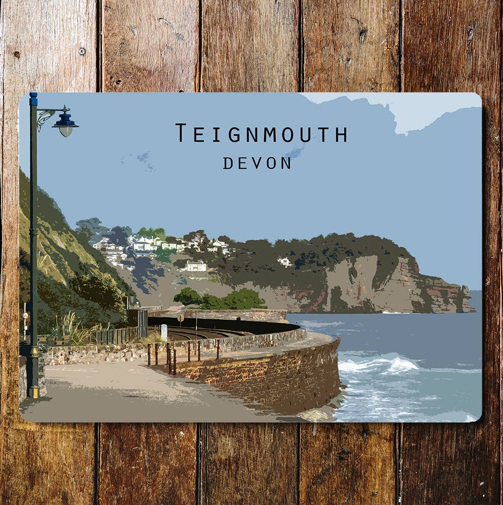 Teignmouth Sea Devon Travel Metal Wall Sign Plaque