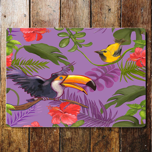 Tropical Toucan Bird Paradise | Metal Sign Plaque