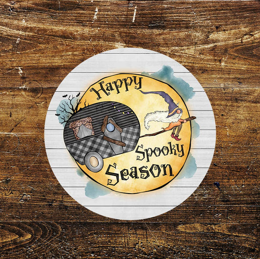 Happy Spooky Season Halloween Circle Metal Sign