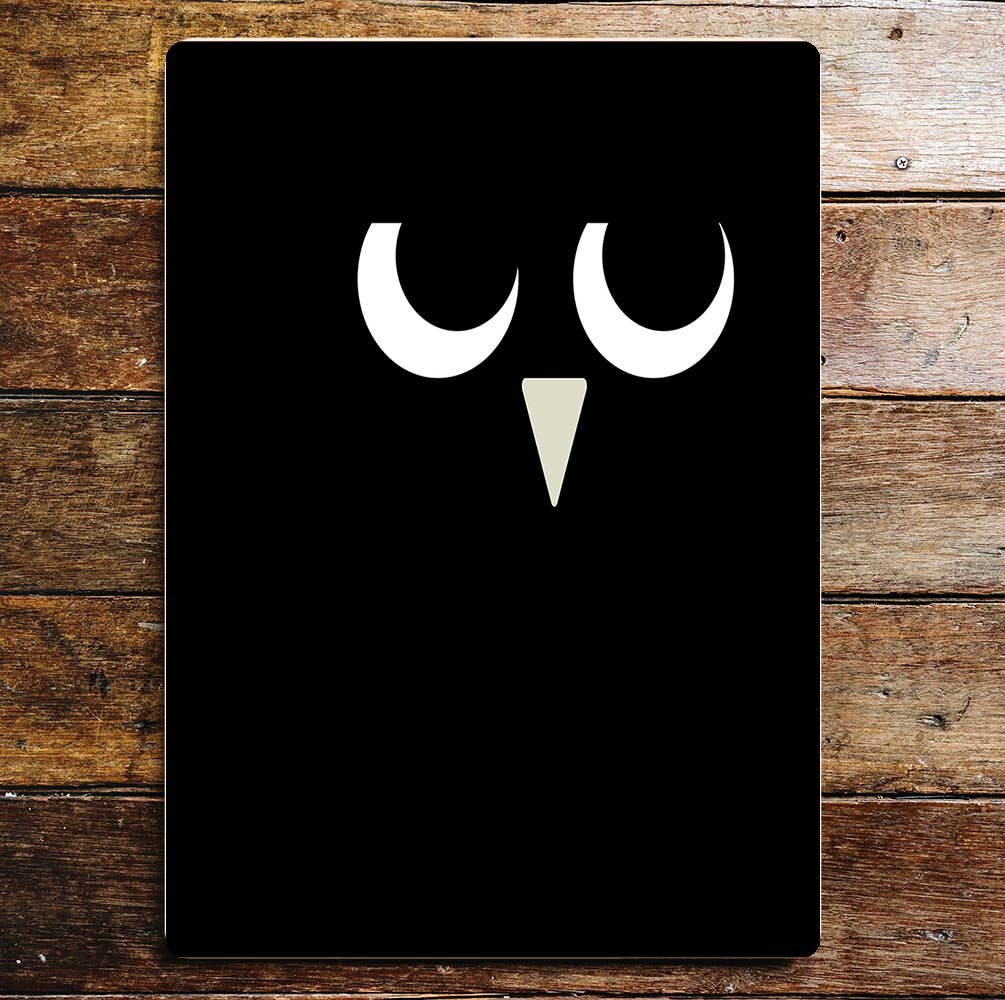 Owl Face Black Sign | Metal Wall Sign Plaque