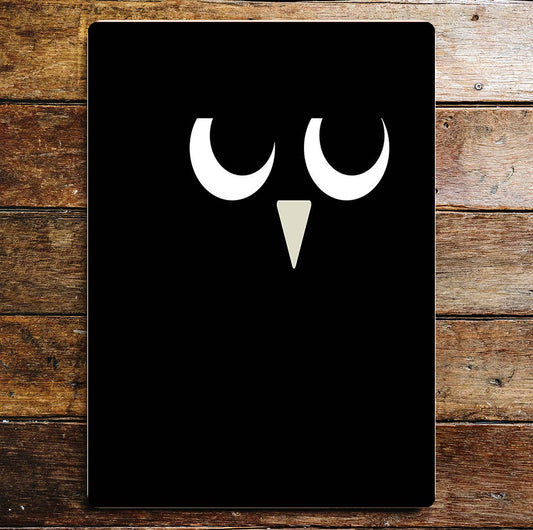 Owl Face Black Sign | Metal Wall Sign Plaque