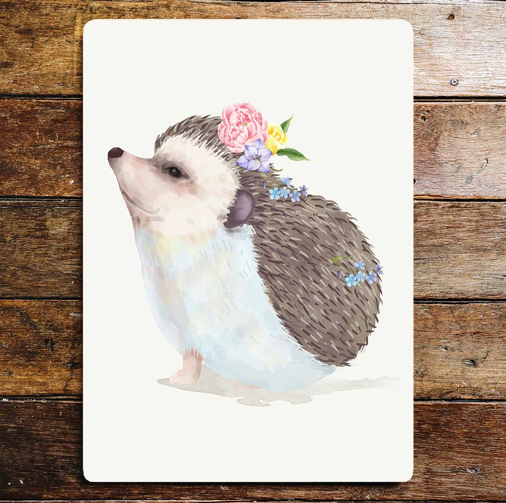 Hedgehog flowers pretty animal | Metal Sign