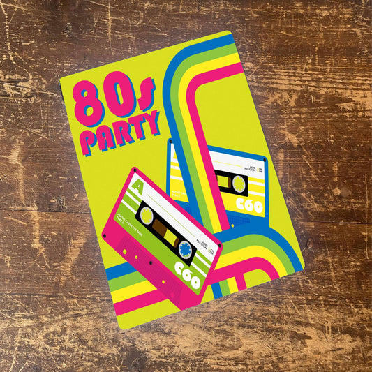 Retro 80's Party Cassette Tape Music Metal Sign